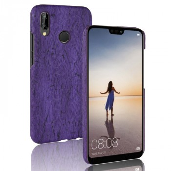 Пластиковый непрозрачный матовый чехол с текстурным покрытием Дерево для Huawei P20 Lite Фиолетовый