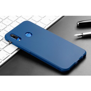 Силиконовый матовый непрозрачный чехол для Huawei P20 Lite  Синий