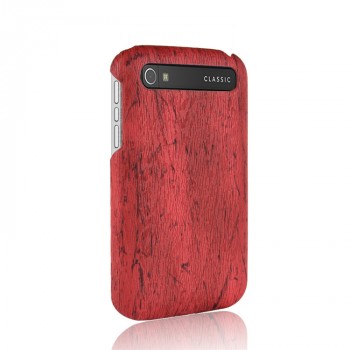 Пластиковый непрозрачный матовый чехол с текстурным покрытием Дерево для Blackberry Classic Красный