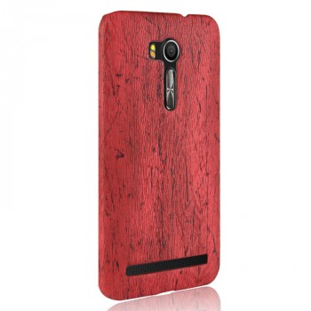 Пластиковый непрозрачный матовый чехол с текстурным покрытием Дерево для ASUS Zenfone Go 5.5 Красный