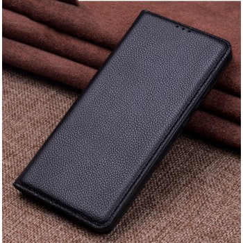 Кожаный чехол горизонтальная книжка подставка (премиум нат. кожа) для Xiaomi RedMi Note 5/5 Pro Черный