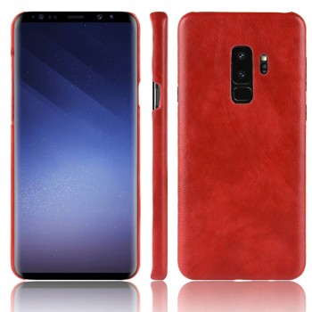 Чехол задняя накладка для Samsung Galaxy S9 Plus с текстурой кожи Красный