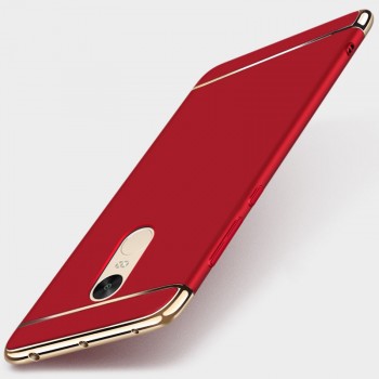 Пластиковый непрозрачный матовый чехол сборного типа с улучшенной защитой элементов корпуса для Xiaomi RedMi Note 4  Красный