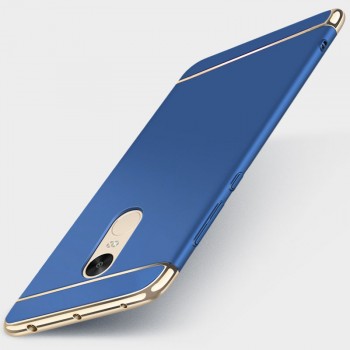 Пластиковый непрозрачный матовый чехол сборного типа с улучшенной защитой элементов корпуса для Xiaomi RedMi Note 4  Синий