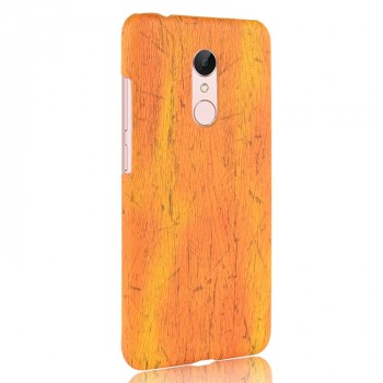 Пластиковый непрозрачный матовый чехол с текстурным покрытием Дерево для Xiaomi RedMi 5 Plus  Оранжевый