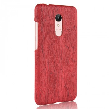 Пластиковый непрозрачный матовый чехол с текстурным покрытием Дерево для Xiaomi RedMi 5 Plus  Красный