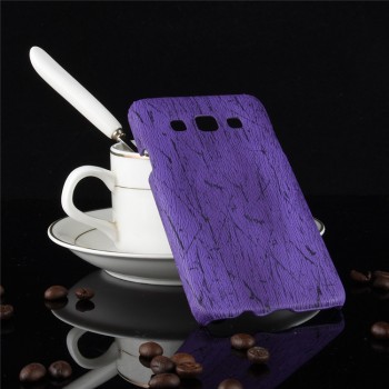 Пластиковый непрозрачный матовый чехол с текстурным покрытием Дерево для Samsung Galaxy A3  Фиолетовый