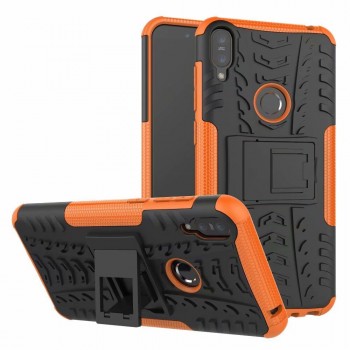 Экстрим противоударный чехол для ASUS ZenFone Max Pro M1 с подставкой и текстурой шины Оранжевый