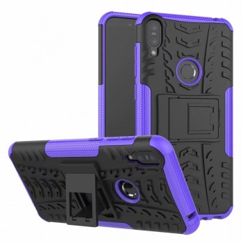 Экстрим противоударный чехол для ASUS ZenFone Max Pro M1 с подставкой и текстурой шины Фиолетовый