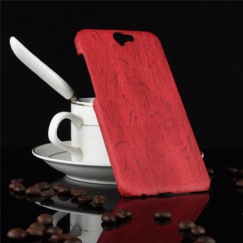 Пластиковый непрозрачный матовый чехол с текстурным покрытием Дерево для HTC One A9  Красный