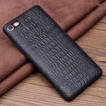 Кожаный чехол накладка (премиум нат. кожа крокодил) для Iphone 8  Черный
