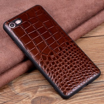 Кожаный чехол накладка (премиум нат. кожа крокодила) для Iphone 8  Коричневый