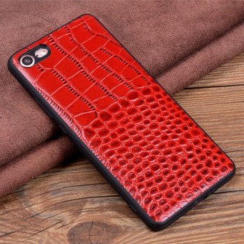 Кожаный чехол накладка (премиум нат. кожа крокодила) для Iphone 8  Красный