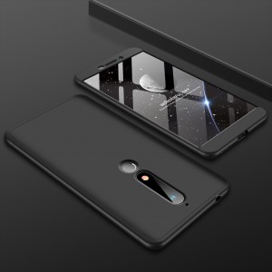 Двухкомпонентный пластиковый непрозрачный матовый сборный чехол для Nokia 6.1 Черный