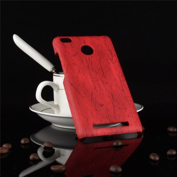 Пластиковый непрозрачный матовый чехол с текстурным покрытием Дерево для Xiaomi Redmi 3S/3 Pro Красный