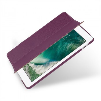 Кожаный смарт чехол книжка подставка сегментарный (премиум нат. кожа) для Ipad (2018)  Пурпурный