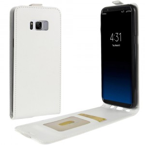 Вертикальный чехол-книжка для Samsung Galaxy S8 Plus с отделениями для карт и магнитной защелкой Белый