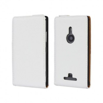 Чехол вертикальная книжка на пластиковой основе на магнитной защелке для Nokia Lumia 925  Белый