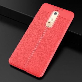Чехол задняя накладка для Nokia 5.1 с текстурой кожи Красный