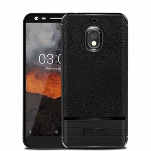 Силиконовый чехол накладка для Nokia 2.1 с текстурой кожи Черный