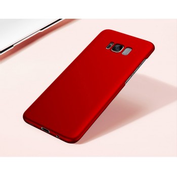 Матовый пластиковый чехол для Samsung Galaxy S8 с улучшенной защитой торцов корпуса Красный
