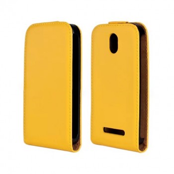 Чехол вертикальная книжка на пластиковой основе на магнитной защелке для HTC Desire 500  Желтый