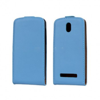 Чехол вертикальная книжка на пластиковой основе на магнитной защелке для HTC Desire 500  Голубой