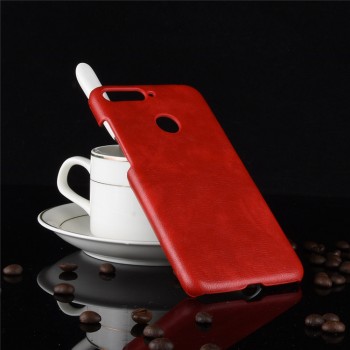 Пластиковый непрозрачный матовый чехол с текстурным покрытием Кожа для Huawei Honor 7A Pro  Красный