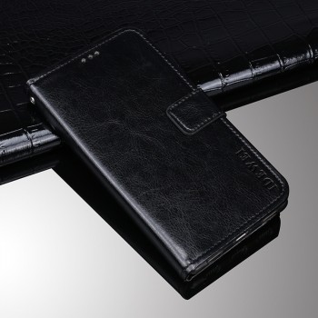 Глянцевый водоотталкивающий чехол портмоне подставка на силиконовой основе с отсеком для карт на магнитной защелке для Nokia 2.1 Черный