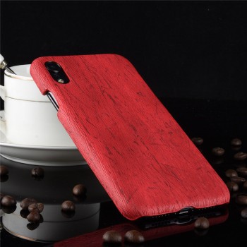 Пластиковый непрозрачный матовый чехол накладка с текстурным покрытием Дерево для Iphone Xr  Красный