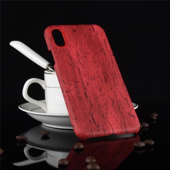 Пластиковый непрозрачный матовый чехол с текстурным покрытием Дерево для Iphone Xs Max  Красный