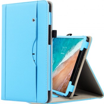 Чехол книжка подставка с рамочной защитой экрана, крепежом для стилуса, отсеком для карт и поддержкой кисти для Xiaomi Mi Pad 4 Plus Голубой
