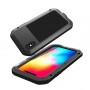 Эксклюзивный многомодульный ультрапротекторный пылевлагозащищенный ударостойкий нескользящий чехол алюминиево-цинковый сплав/силиконовый полимер с закаленным защитным стеклом для Iphone Xs Max , цвет Черный