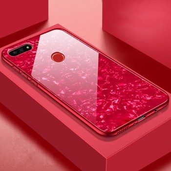 Силиконовый матовый непрозрачный чехол с поликарбонатной накладкой и текстурным покрытием Камень для Huawei Honor 7A Pro/7C/Y6 Prime (2018) Красный