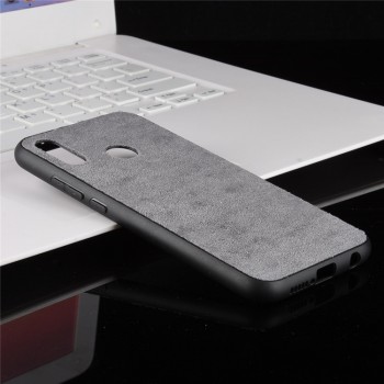 Силиконовый матовый непрозрачный чехол с текстурным покрытием Ткань для Huawei P20 Lite  Серый