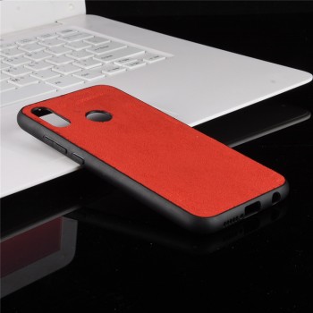 Силиконовый матовый непрозрачный чехол с текстурным покрытием Ткань для Huawei P20 Lite  Красный