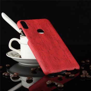 Пластиковый непрозрачный матовый чехол накладка с текстурным покрытием Дерево для ASUS ZenFone Max Pro M1 Красный