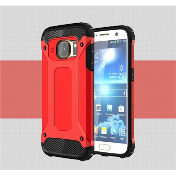 Противоударный двухкомпонентный силиконовый матовый непрозрачный чехол с поликарбонатными вставками экстрим защиты для Samsung Galaxy S7  Красный