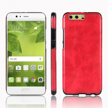 Силиконовый матовый непрозрачный чехол с текстурным покрытием Кожа для Huawei P10  Красный