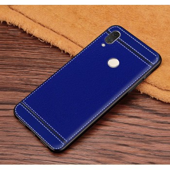 Силиконовый матовый непрозрачный чехол с текстурным покрытием Кожа для Huawei Honor 8X  Синий