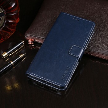 Глянцевый водоотталкивающий чехол портмоне подставка для Samsung Galaxy A7 (2018) с магнитной защелкой и отделениями для карт Синий
