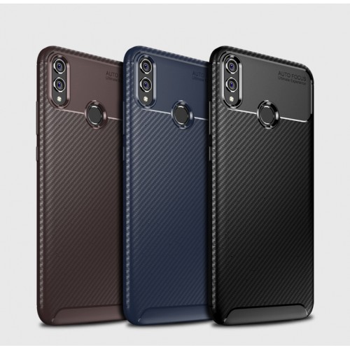 Матовый силиконовый чехол для Huawei Honor 8X с текстурным покрытием карбон