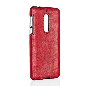 Чехол задняя накладка для Nokia 5 с текстурой кожи Красный
