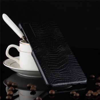 Чехол задняя накладка для Samsung Galaxy A7 (2018) с текстурой кожи крокодила Черный