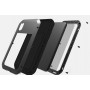 Эксклюзивный многомодульный ультрапротекторный пылевлагозащищенный ударостойкий нескользящий чехол алюминиево-цинковый сплав/силиконовый полимер с закаленным защитным стеклом для Iphone XS , цвет Черный