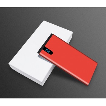 Портативное зарядное устройство 10000mAh с 1 USB разъемом (5V/2.1А) и LCD-экраном Красный