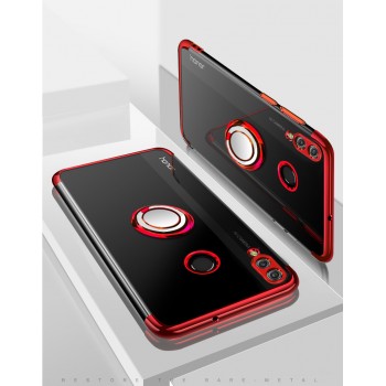 Силиконовый глянцевый транспарентный чехол в комплекте с кольцом-подставкой для Huawei Honor 8X Красный