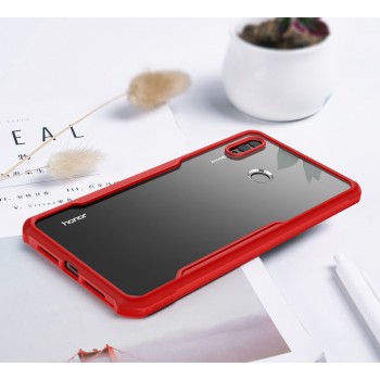 Силиконовый матовый непрозрачный чехол с транспарентной поликарбонатной накладкой для Huawei Honor 8X Красный