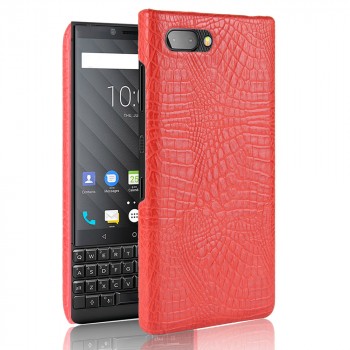 Чехол задняя накладка для BlackBerry KEY2 с текстурой кожи Красный