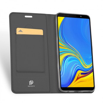 Магнитный флип чехол-книжка для Samsung Galaxy A7 (2018) с функцией подставки и с отсеком для карт Черный